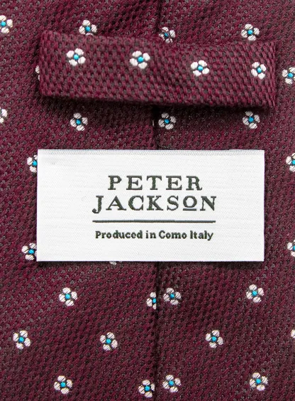 Bottinelli Italian Tie: Merlot with White Floral Dot