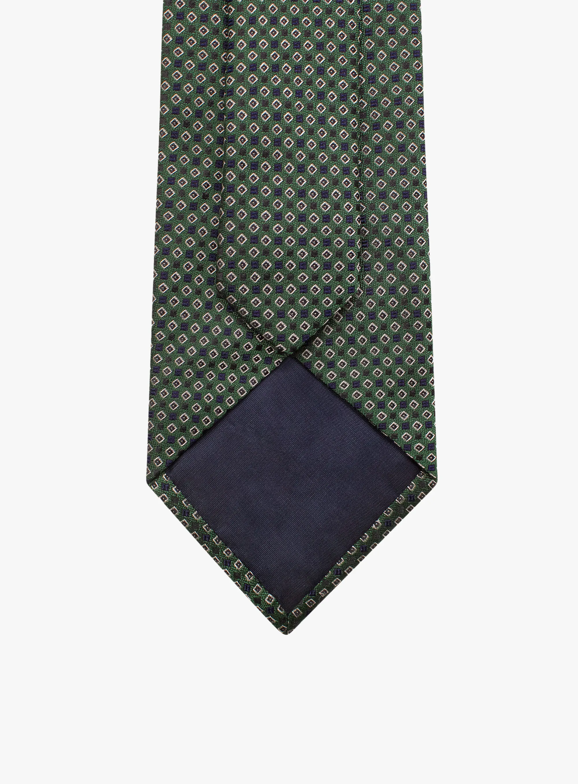 Bottinelli Italian Tie: Forest Green with Burgundy and Ivory Micro Diamond Motif
