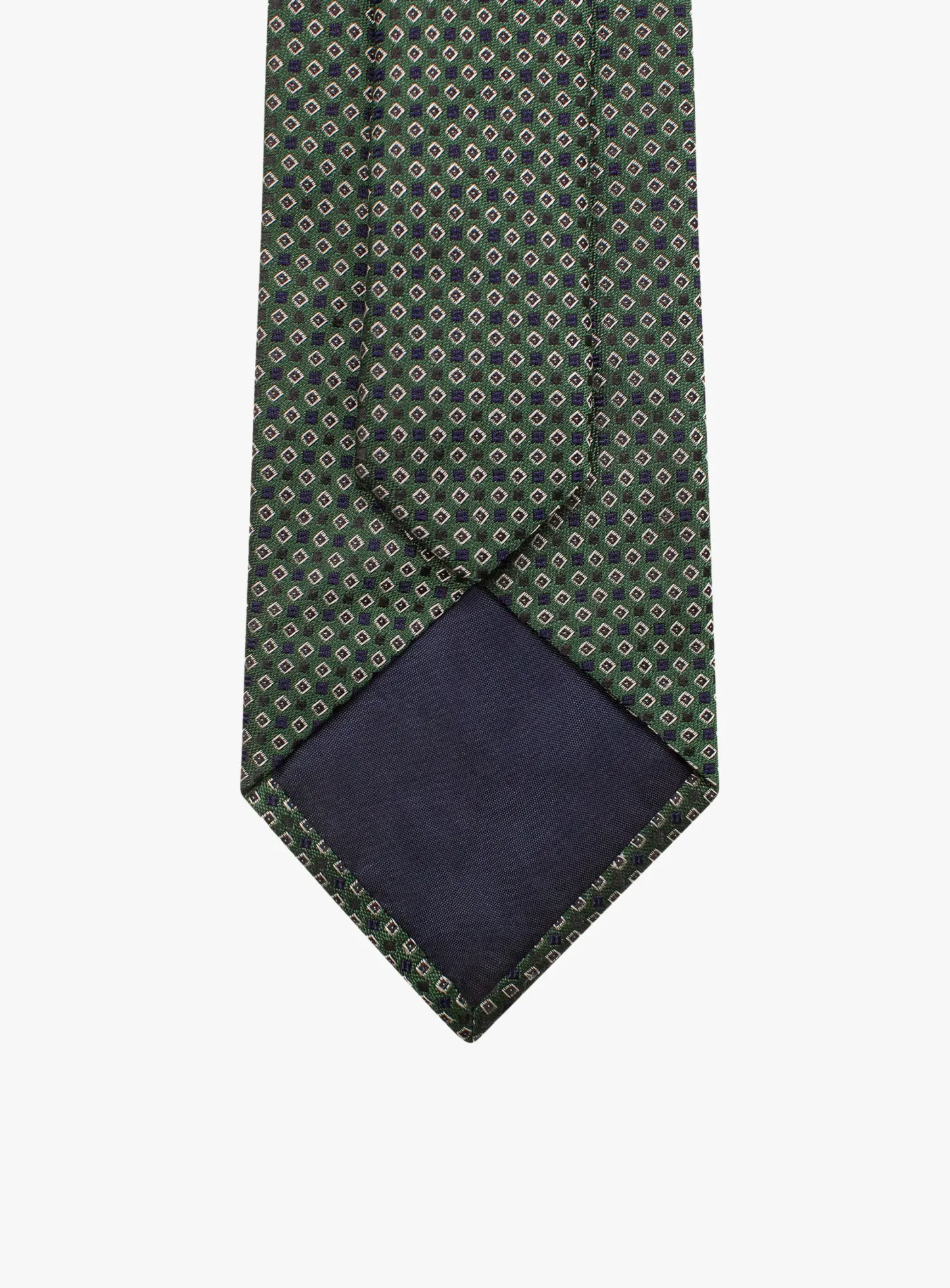 Bottinelli Italian Tie: Forest Green with Burgundy and Ivory Micro Diamond Motif