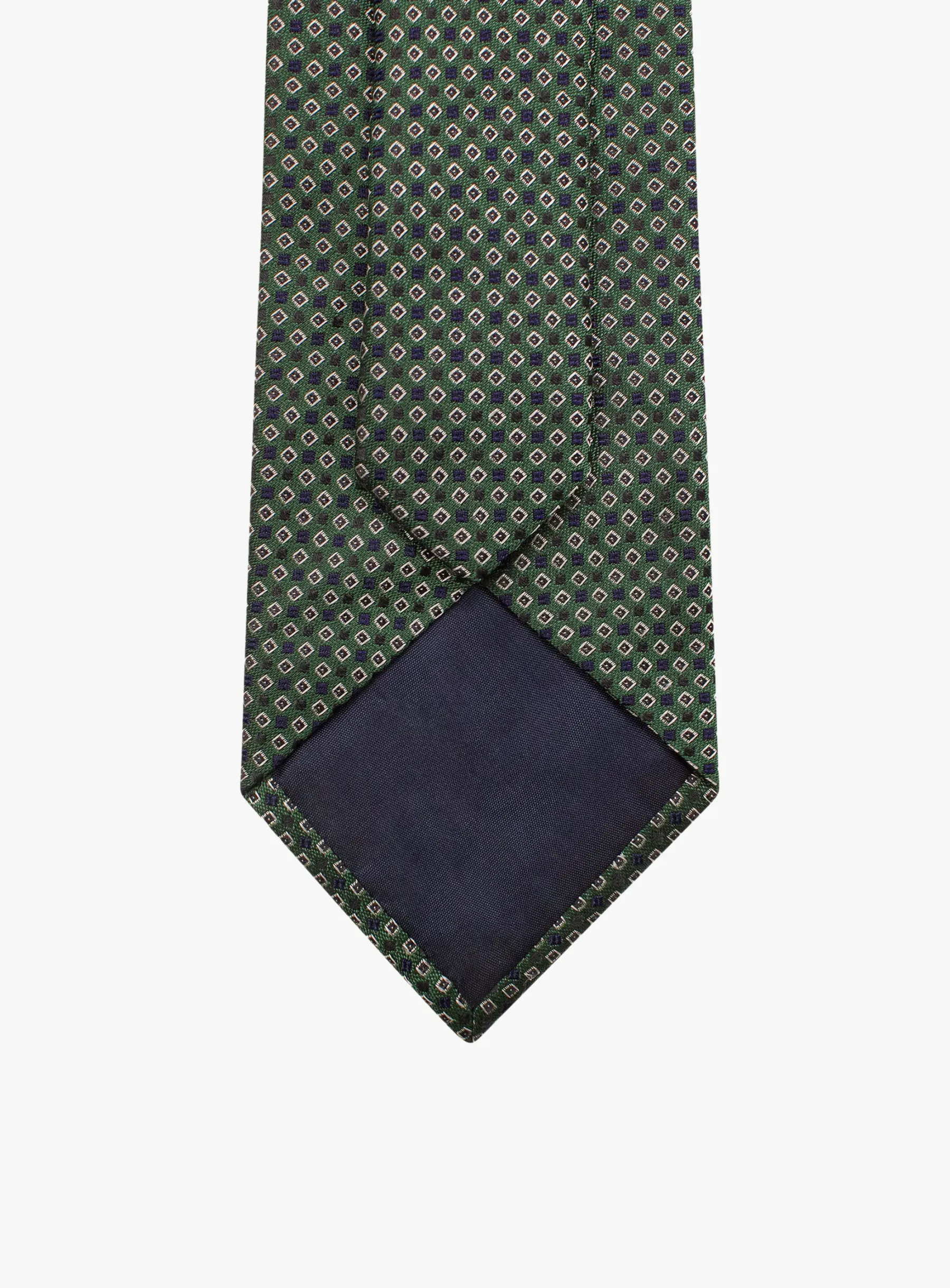 Bottinelli Italian Tie: Forest Green with Burgundy and Ivory Micro Diamond Motif