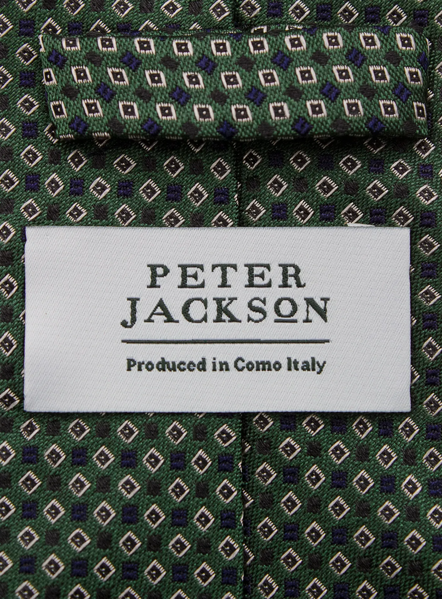 Bottinelli Italian Tie: Forest Green with Burgundy and Ivory Micro Diamond Motif