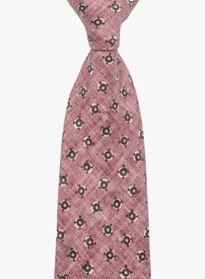 Bottinelli Italian Tie: Salmon with Olive Medallion