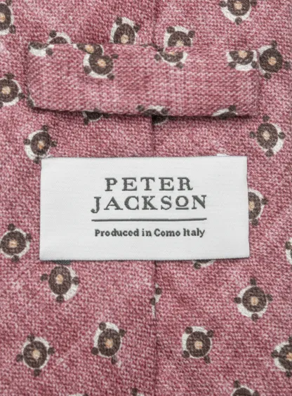 Bottinelli Italian Tie: Salmon with Olive Medallion