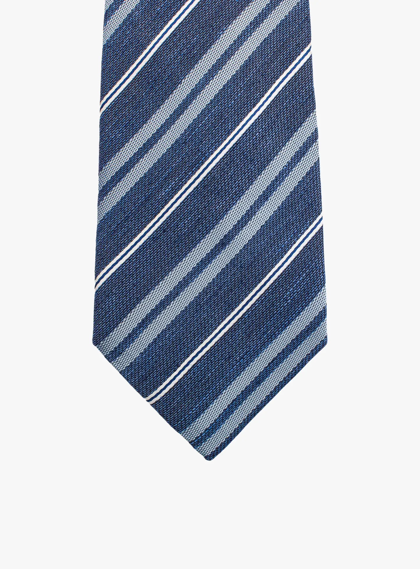 Bottinelli Italian Tie: Blue with Sky and White Stripe