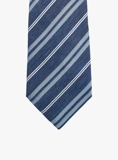 Bottinelli Italian Tie: Blue with Sky and White Stripe