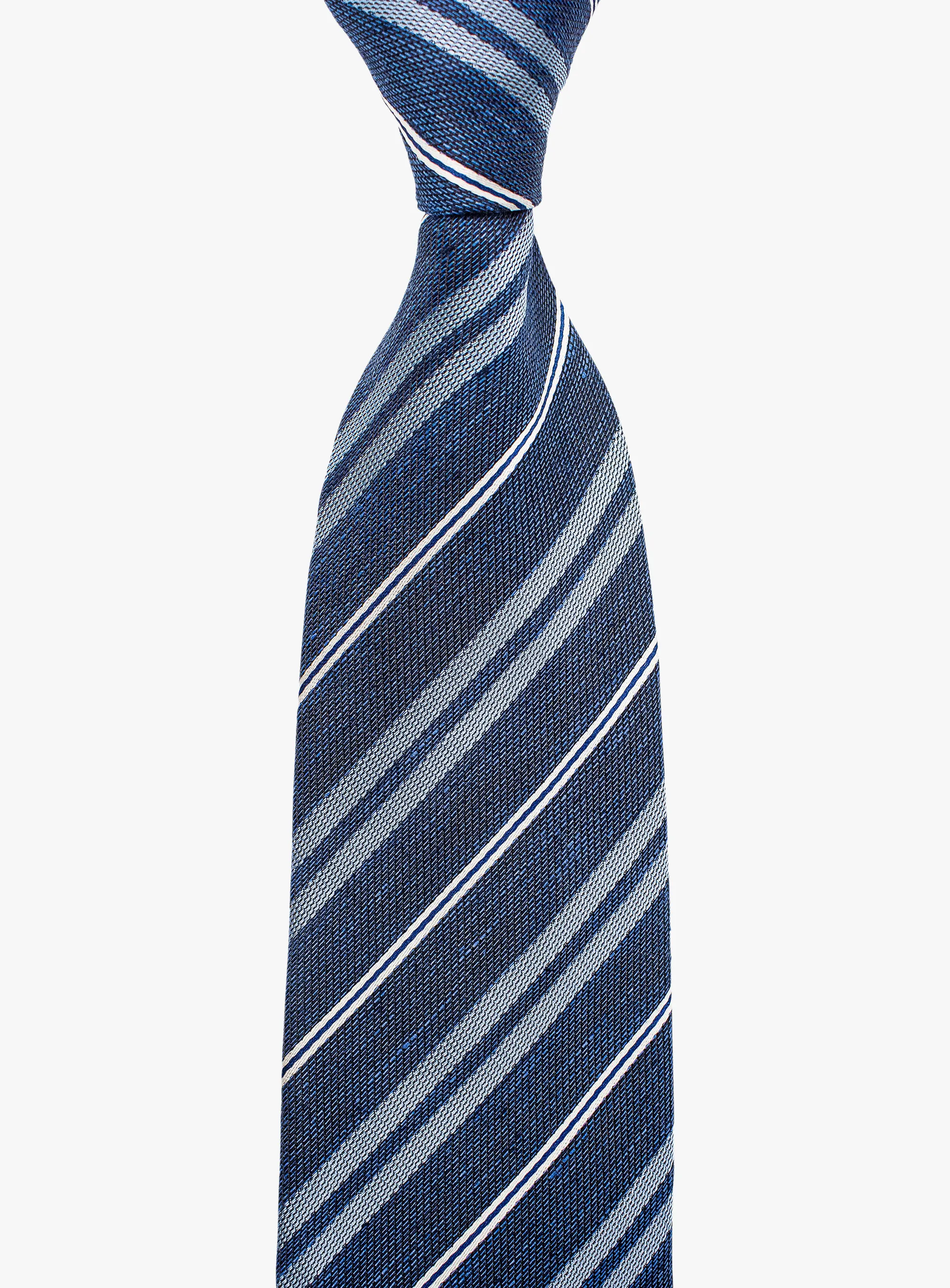 Bottinelli Italian Tie: Blue with Sky and White Stripe