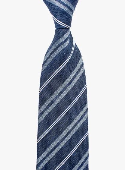 Bottinelli Italian Tie: Blue with Sky and White Stripe