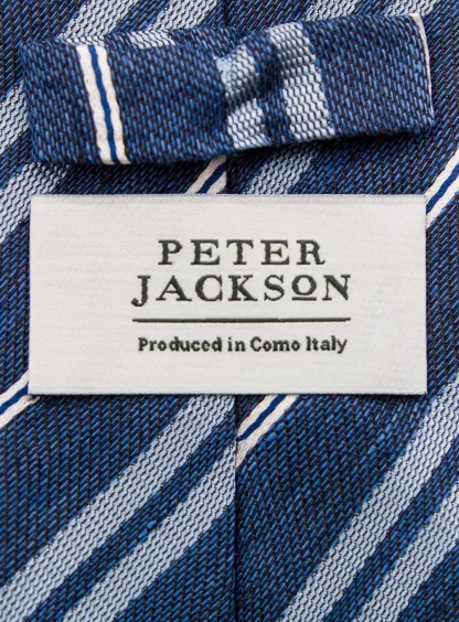 Bottinelli Italian Tie: Blue with Sky and White Stripe