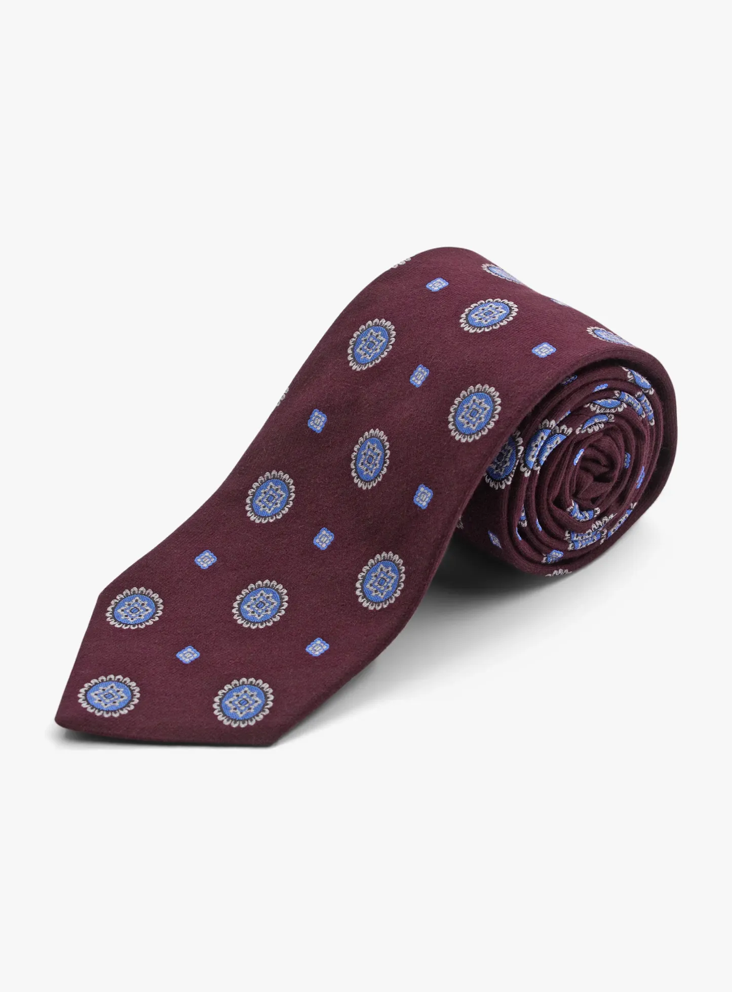 Bottinelli Italian Tie: Merlot with Sky Blue Medallions
