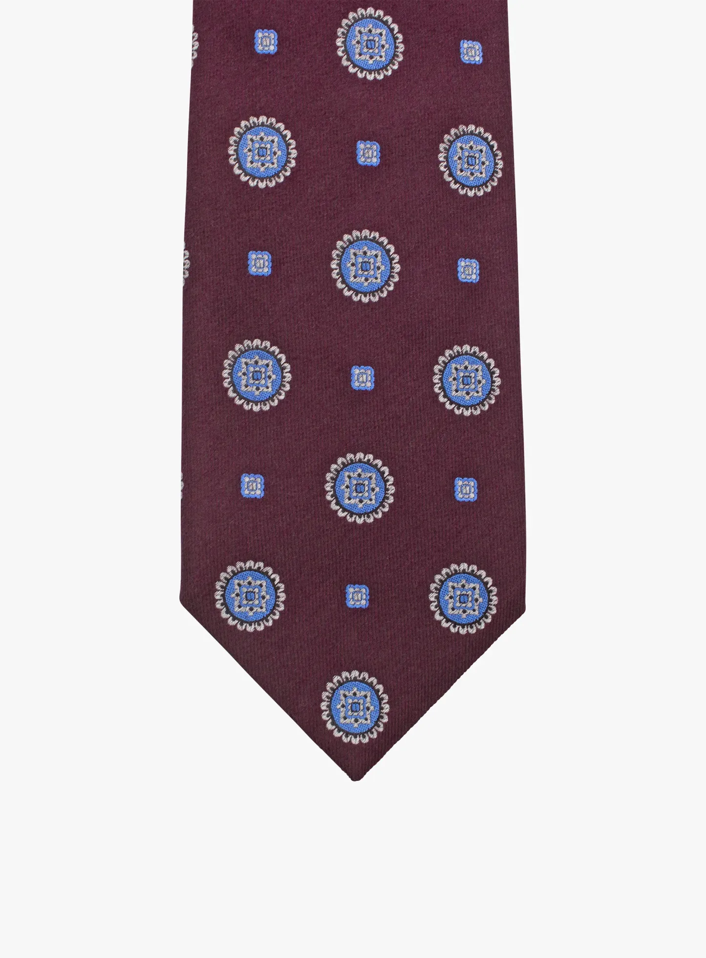 Bottinelli Italian Tie: Merlot with Sky Blue Medallions