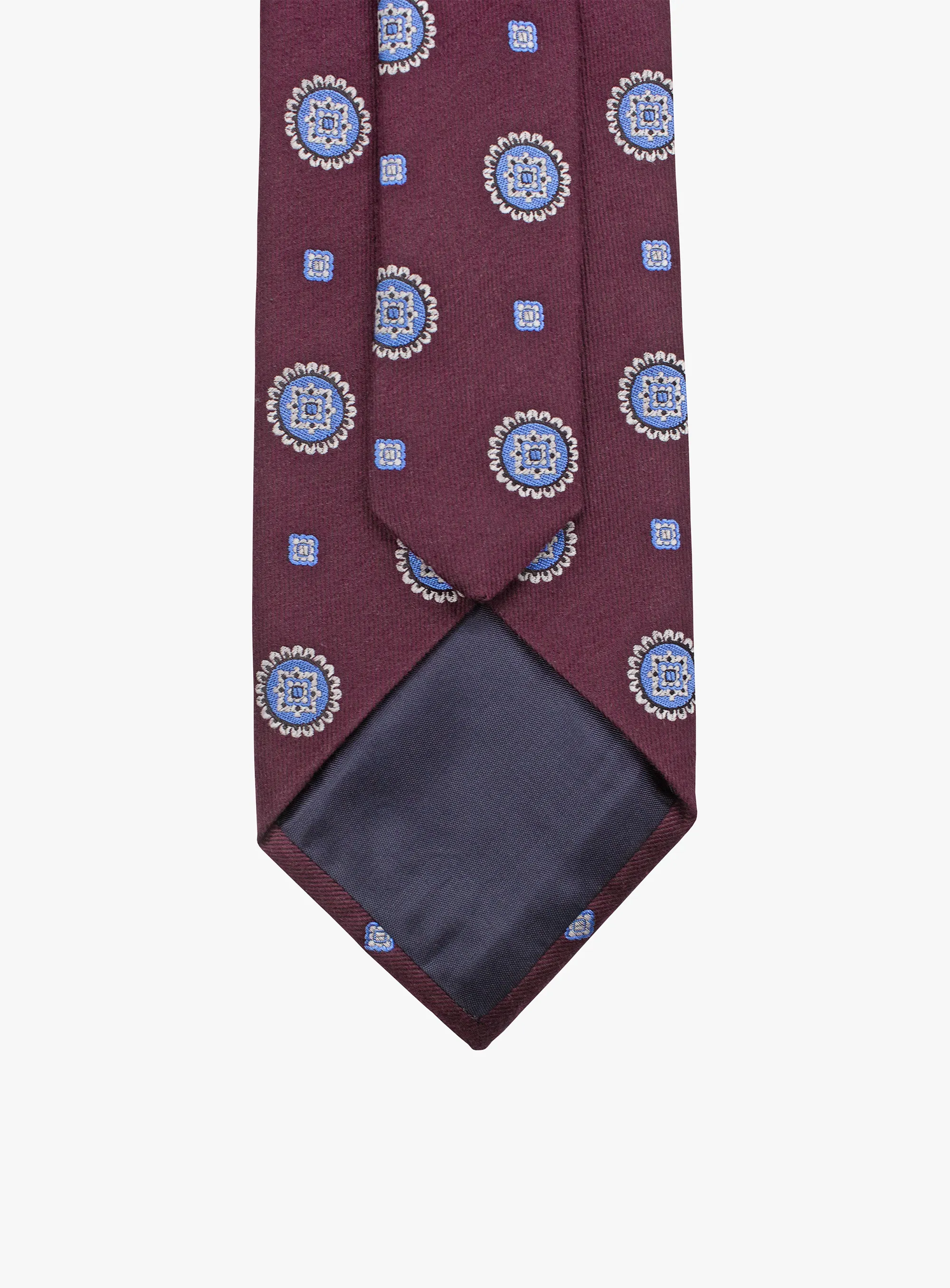 Bottinelli Italian Tie: Merlot with Sky Blue Medallions