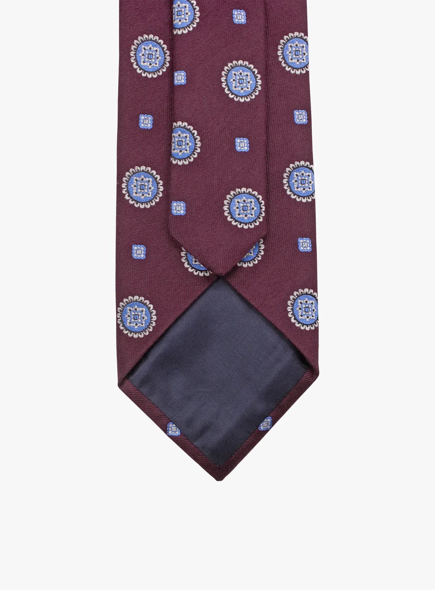 Bottinelli Italian Tie: Merlot with Sky Blue Medallions