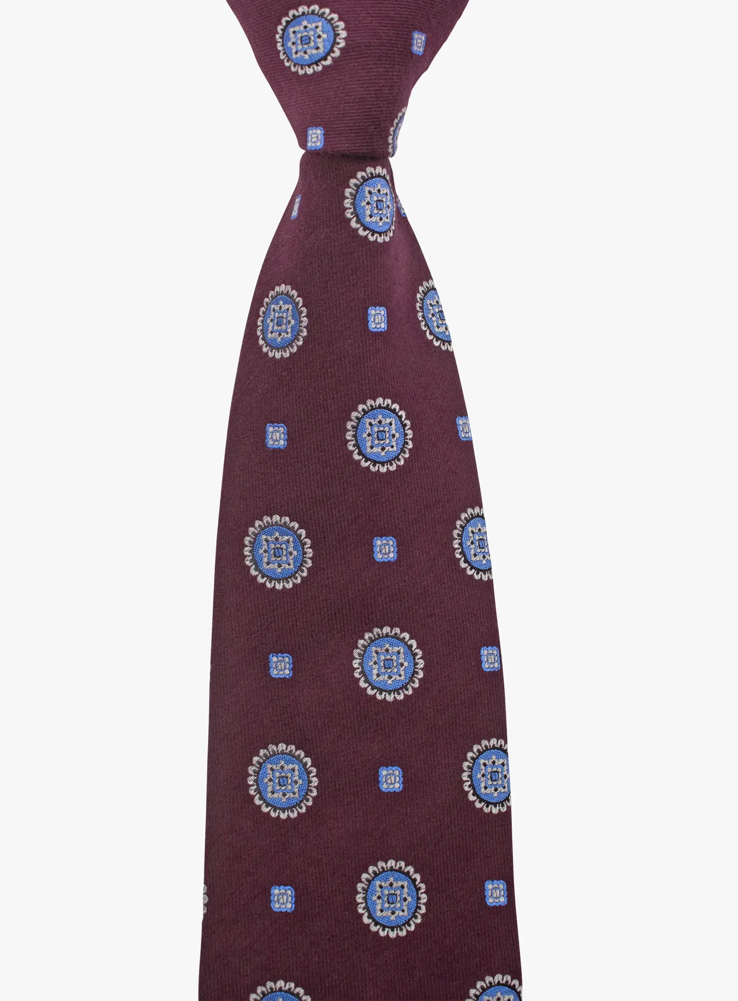 Bottinelli Italian Tie: Merlot with Sky Blue Medallions