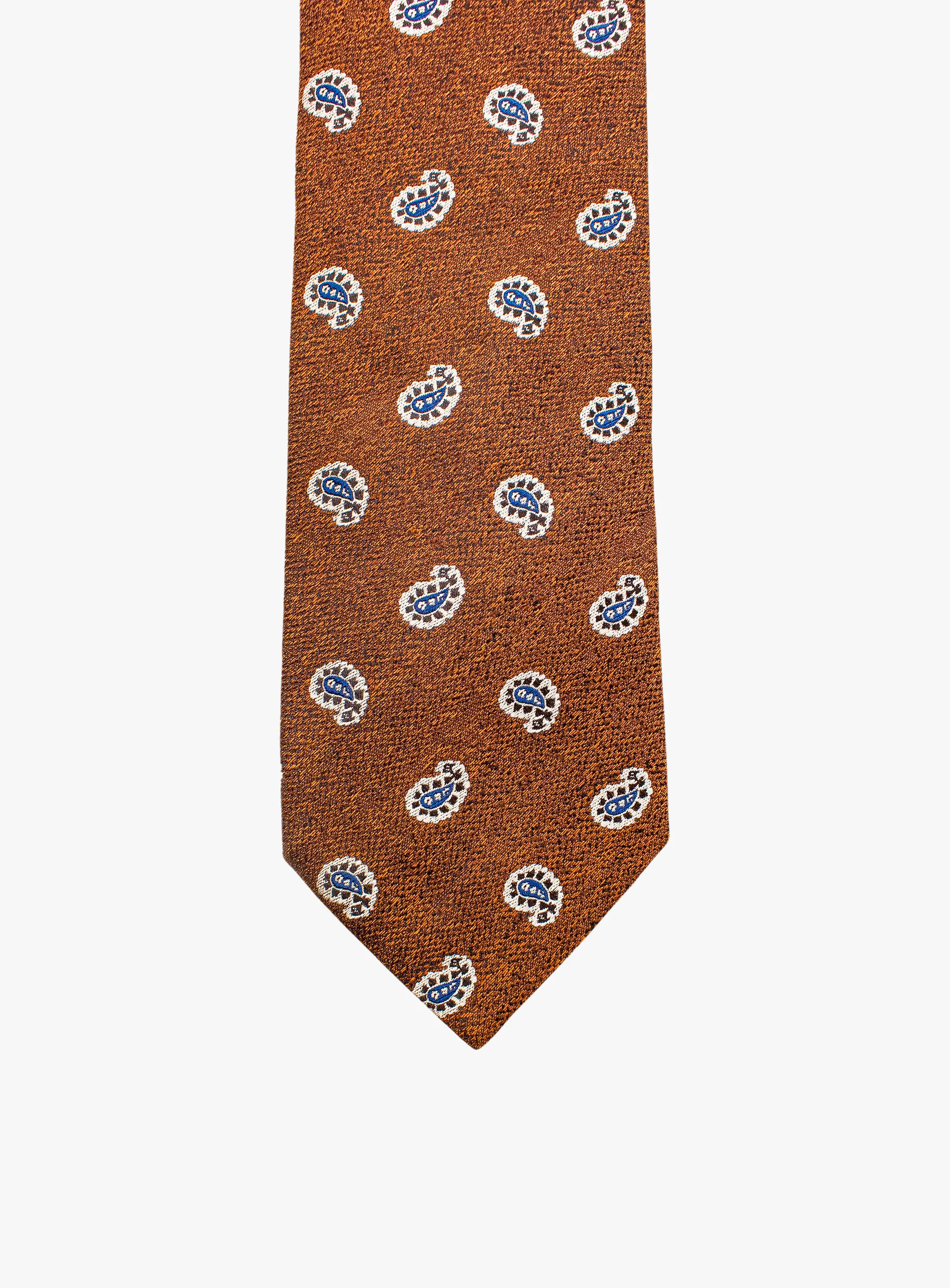 Bottinelli Italian Tie: Rust with Navy Mini Paisley