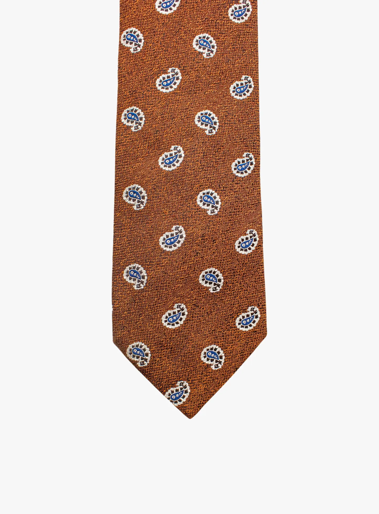Bottinelli Italian Tie: Rust with Navy Mini Paisley