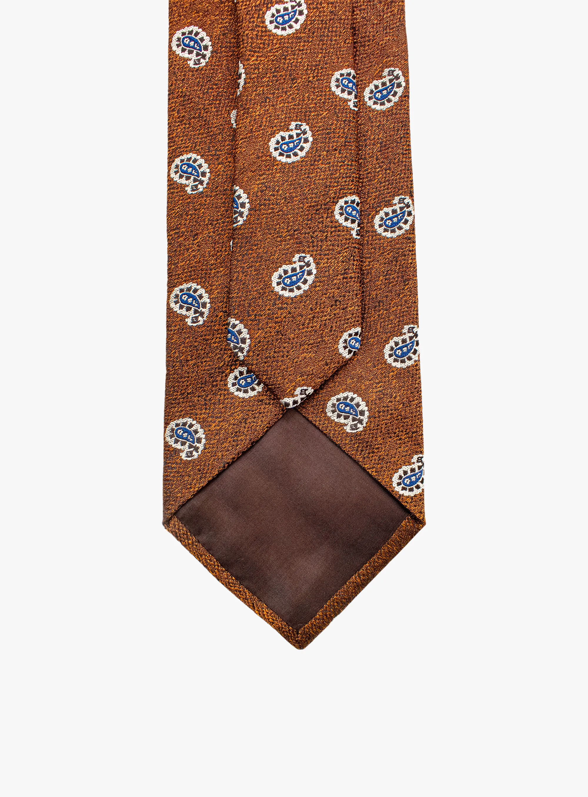 Bottinelli Italian Tie: Rust with Navy Mini Paisley