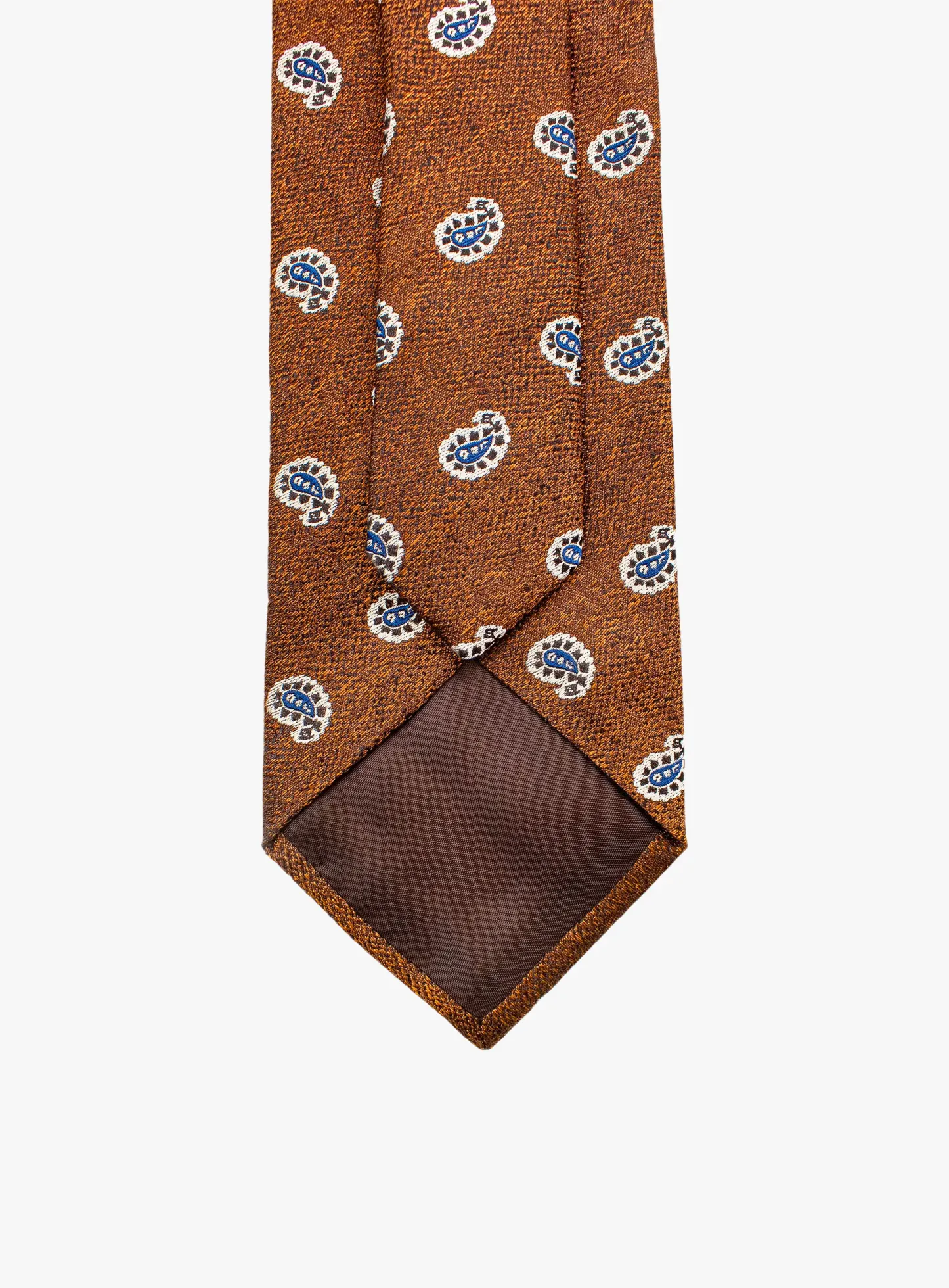 Bottinelli Italian Tie: Rust with Navy Mini Paisley
