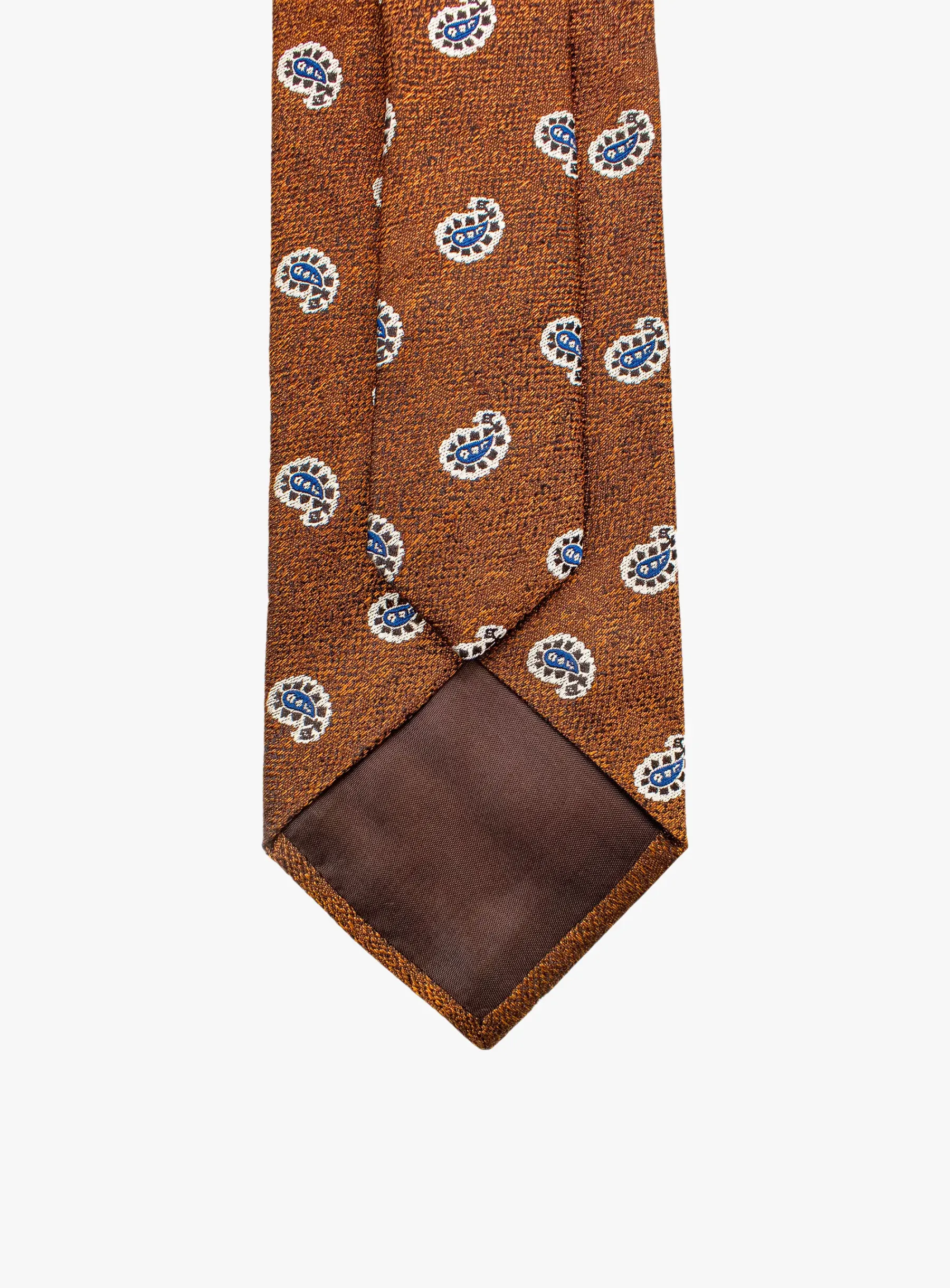 Bottinelli Italian Tie: Rust with Navy Mini Paisley