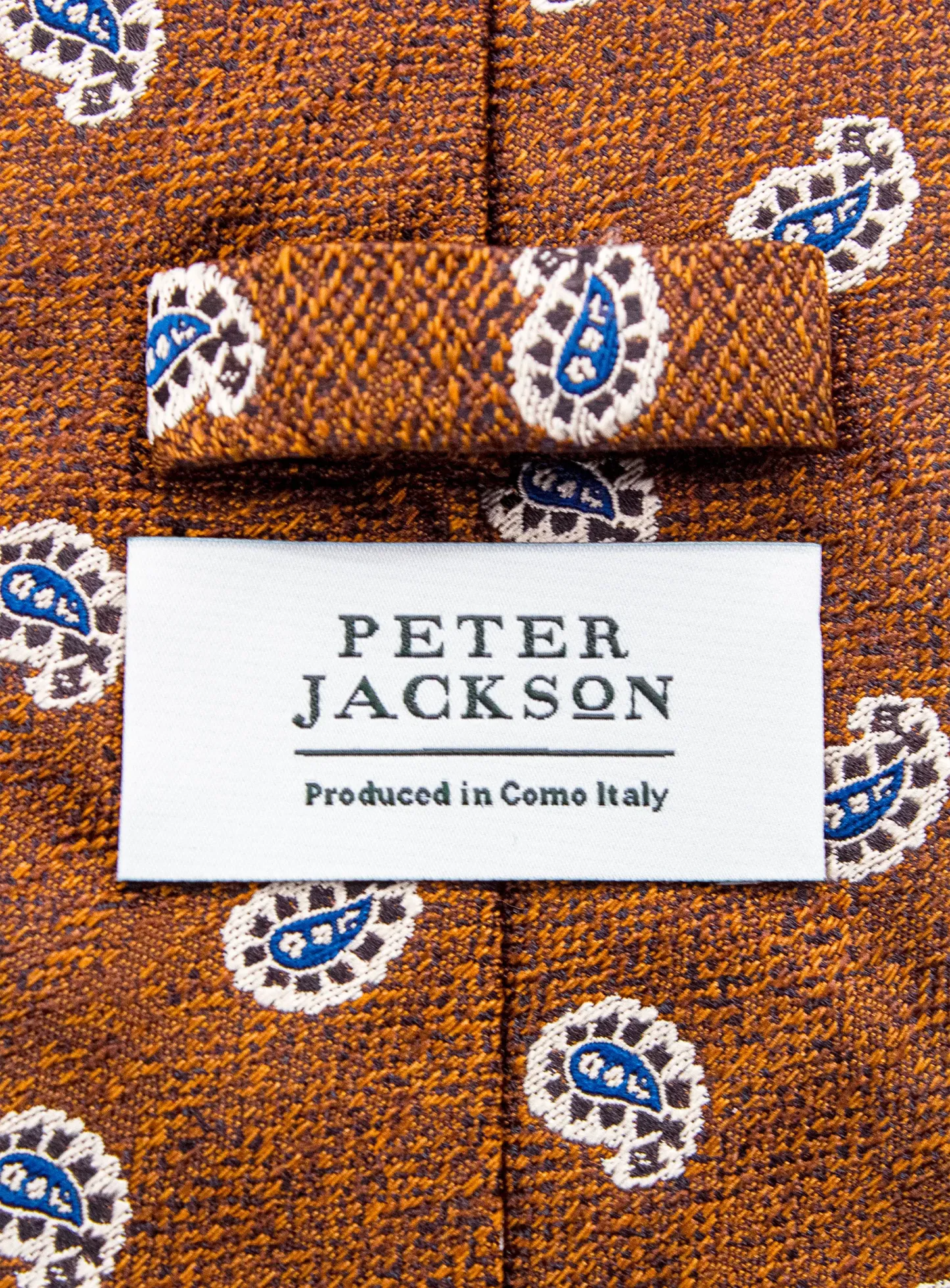 Bottinelli Italian Tie: Rust with Navy Mini Paisley