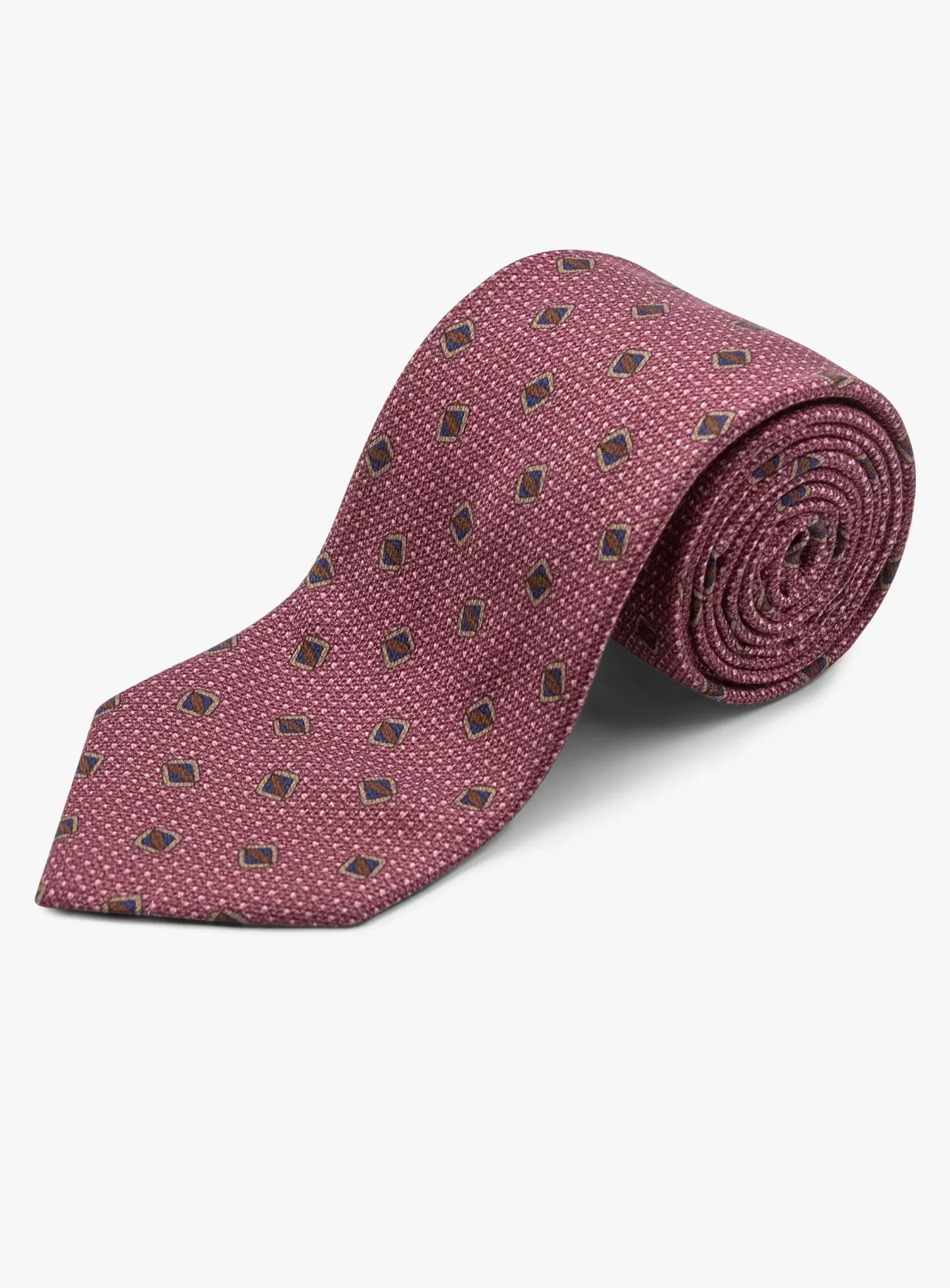 Bottinelli Italian Tie: Plum Geometric Shield Motif