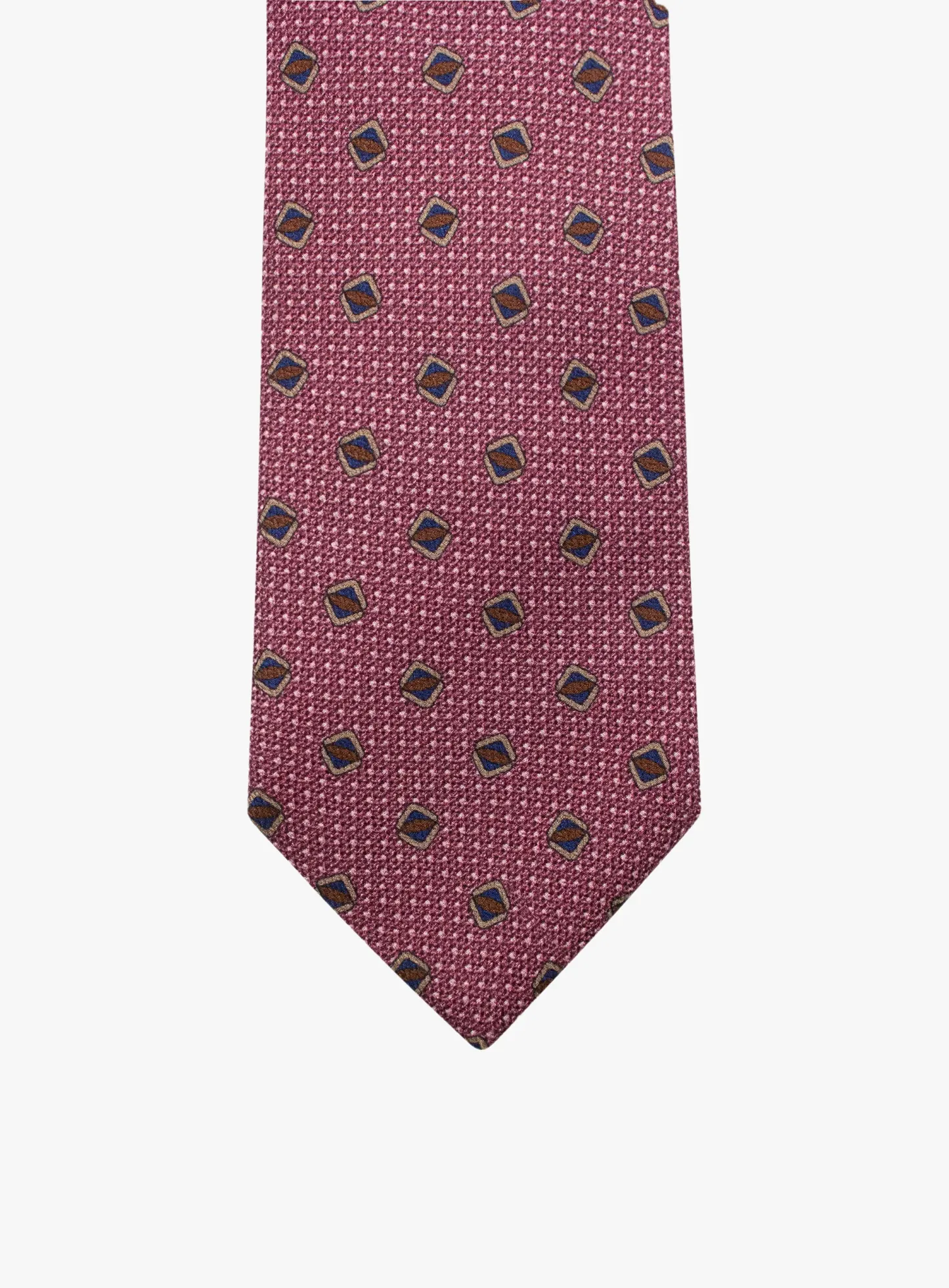 Bottinelli Italian Tie: Plum Geometric Shield Motif