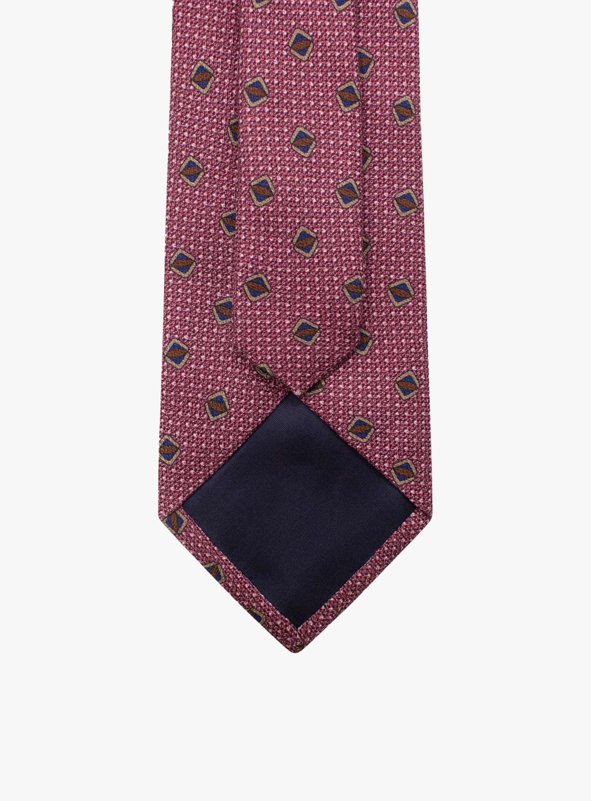 Bottinelli Italian Tie: Plum Geometric Shield Motif