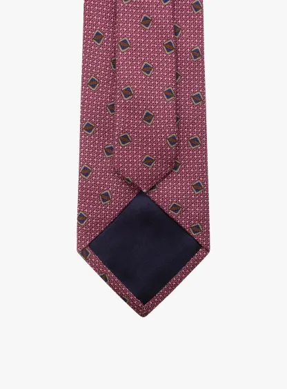 Bottinelli Italian Tie: Plum Geometric Shield Motif