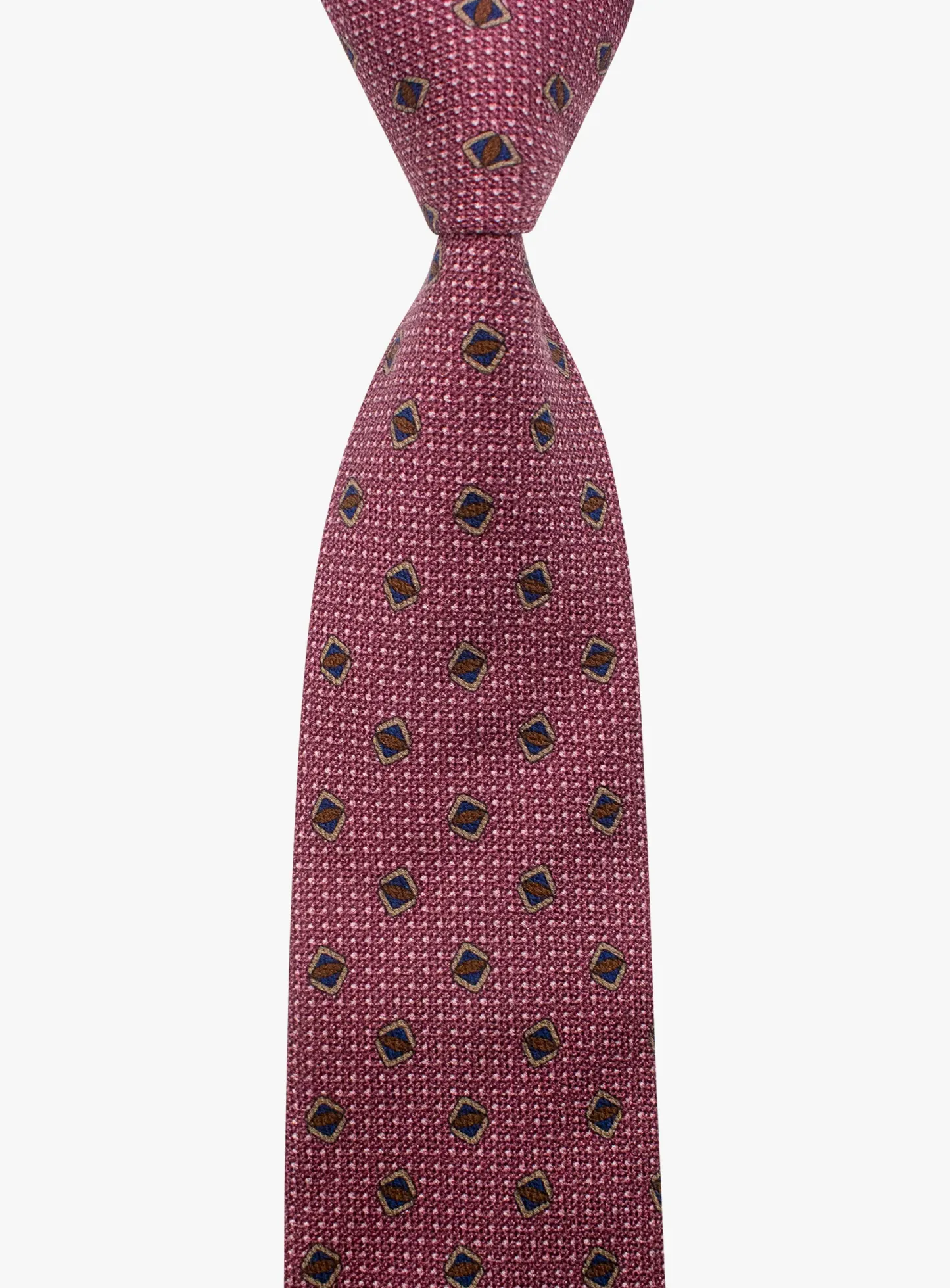 Bottinelli Italian Tie: Plum Geometric Shield Motif