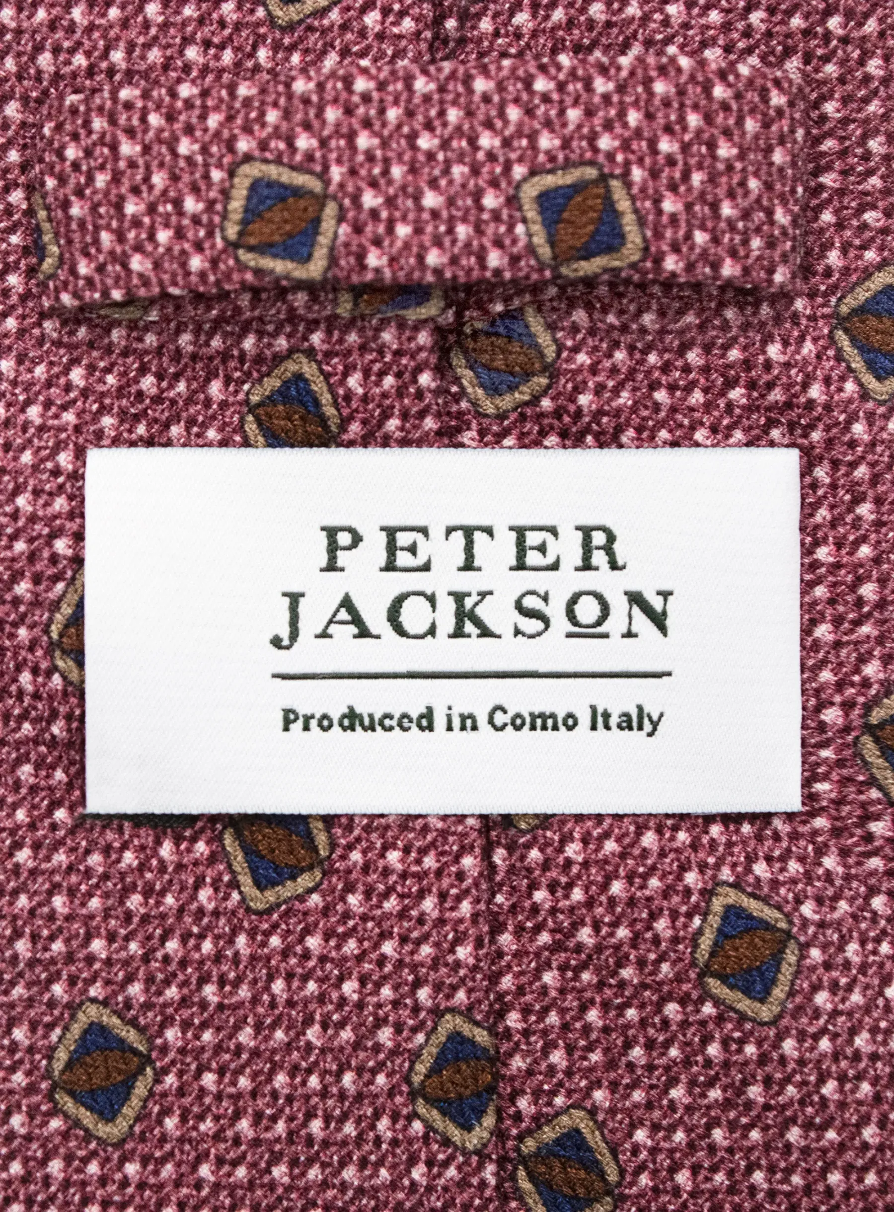 Bottinelli Italian Tie: Plum Geometric Shield Motif