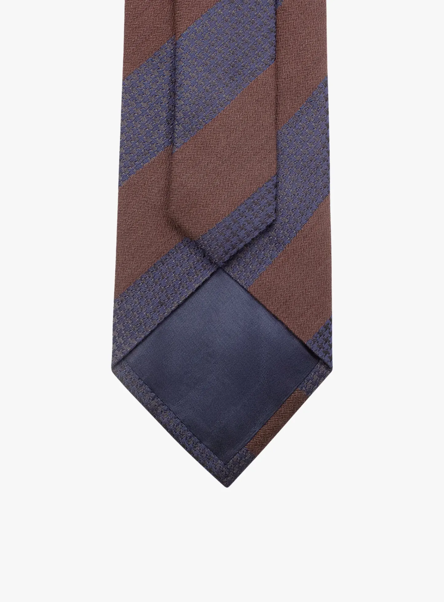 Bottinelli Italian Tie: Chocolate and Navy Textured Block Stripe