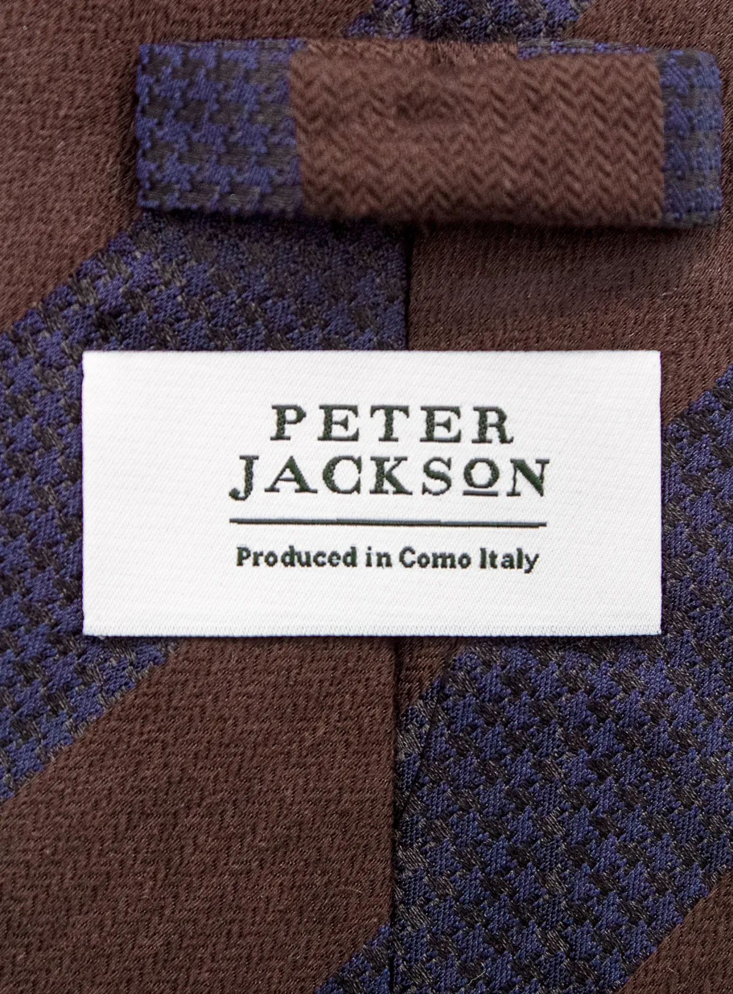 Bottinelli Italian Tie: Chocolate and Navy Textured Block Stripe