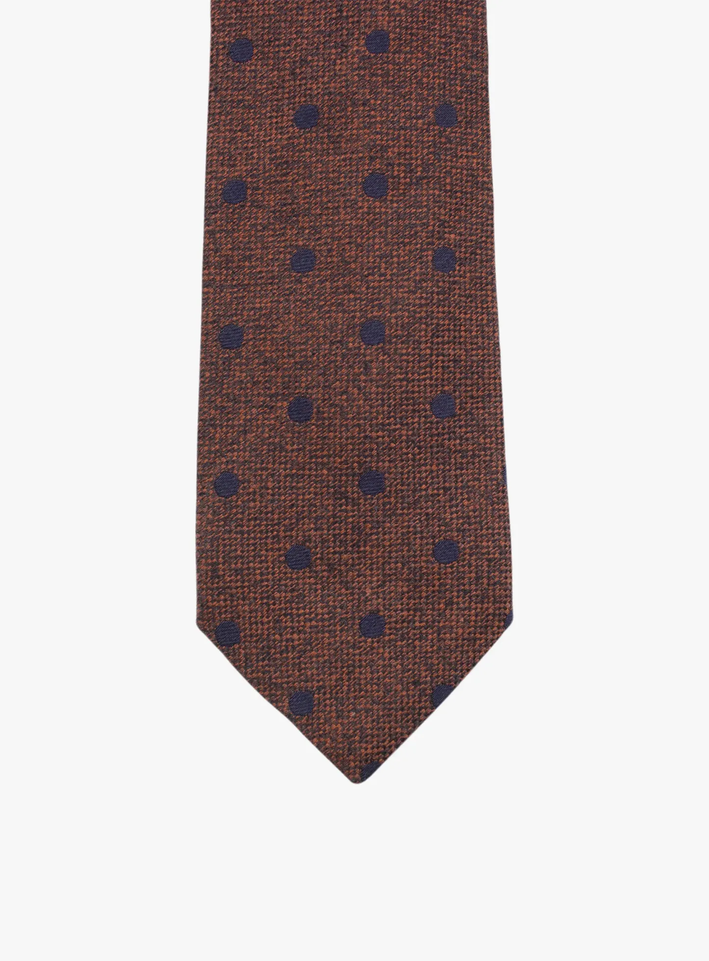 Bottinelli Italian Tie: Burnt Orange with Navy Polka Dot