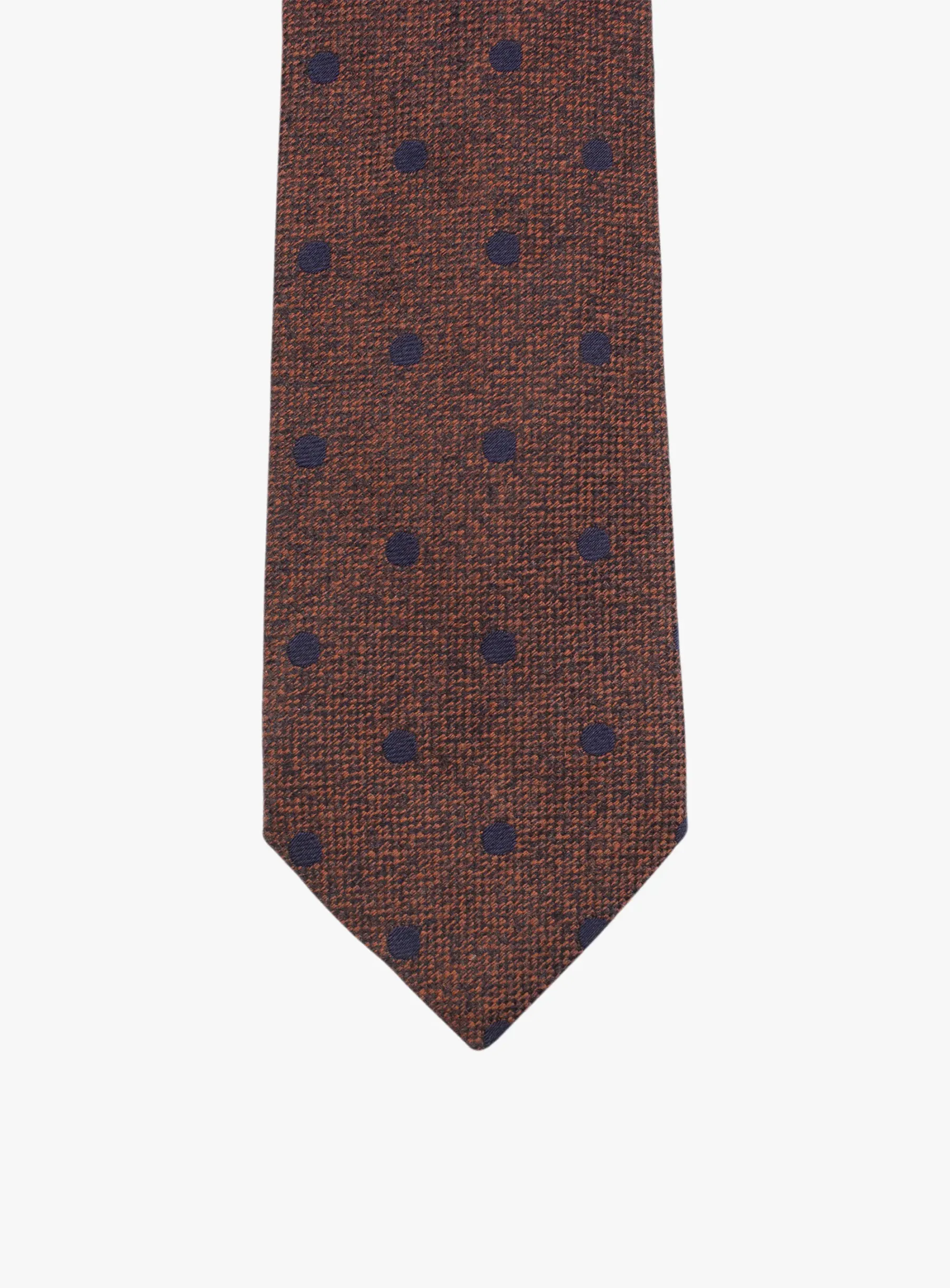 Bottinelli Italian Tie: Burnt Orange with Navy Polka Dot