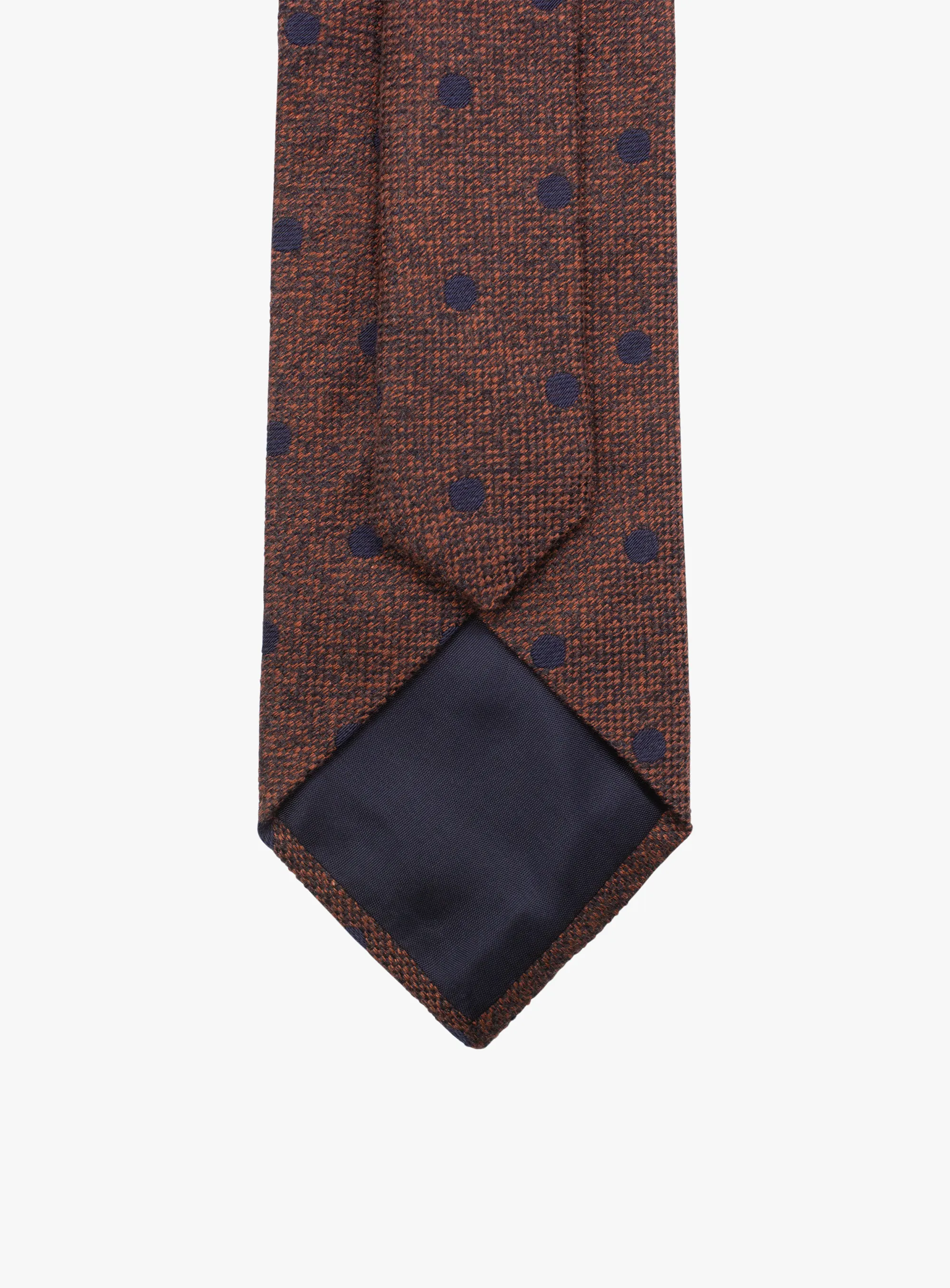 Bottinelli Italian Tie: Burnt Orange with Navy Polka Dot