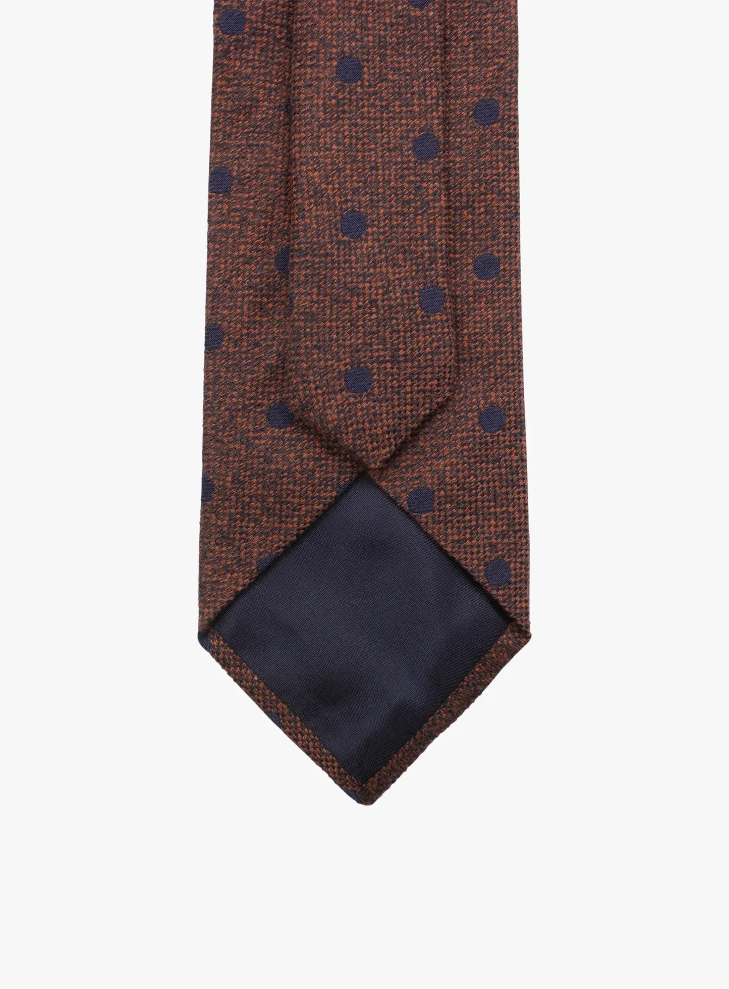Bottinelli Italian Tie: Burnt Orange with Navy Polka Dot