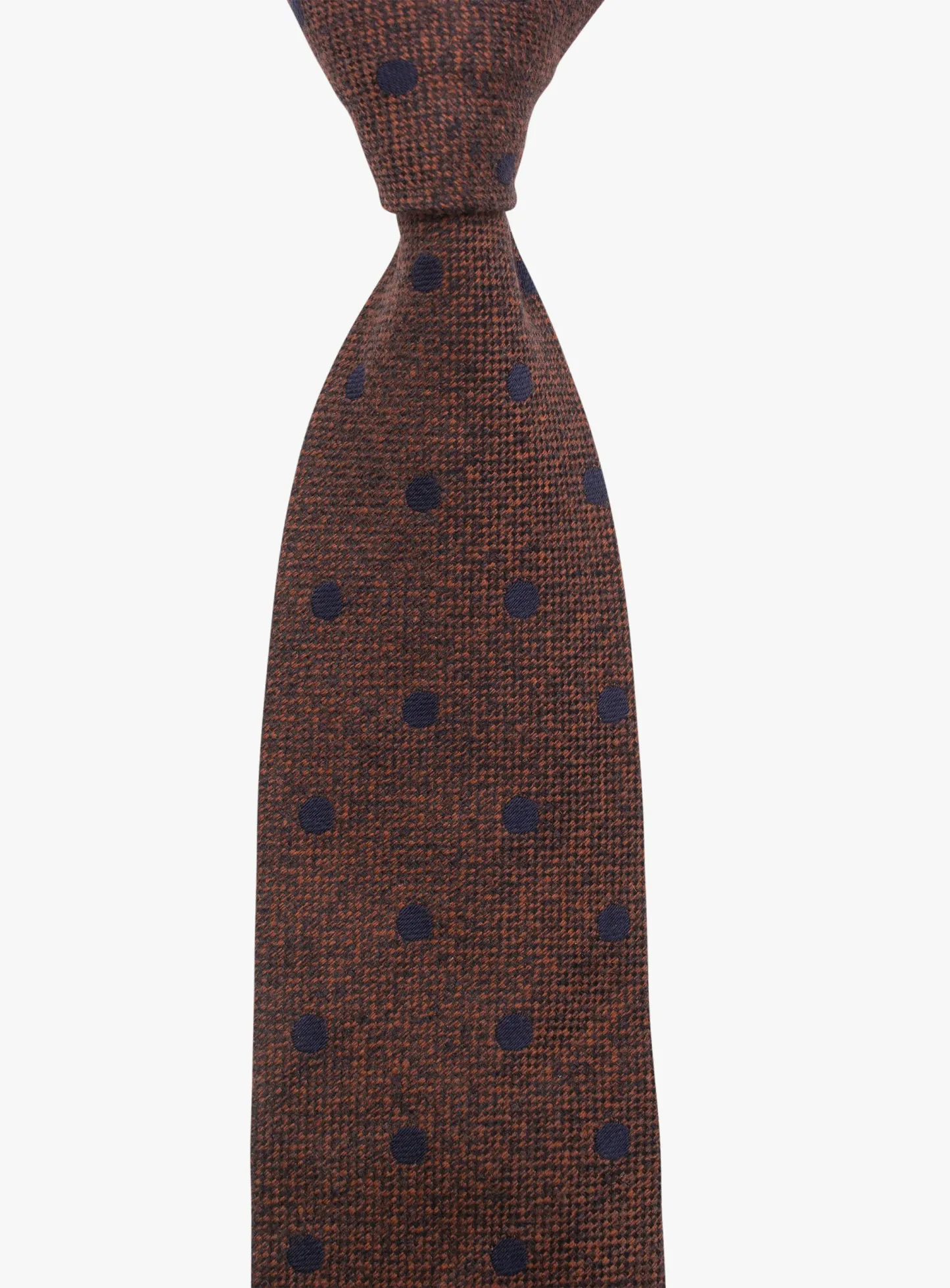 Bottinelli Italian Tie: Burnt Orange with Navy Polka Dot