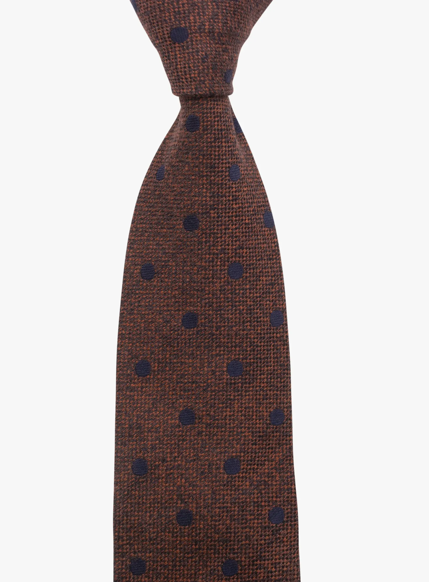 Bottinelli Italian Tie: Burnt Orange with Navy Polka Dot