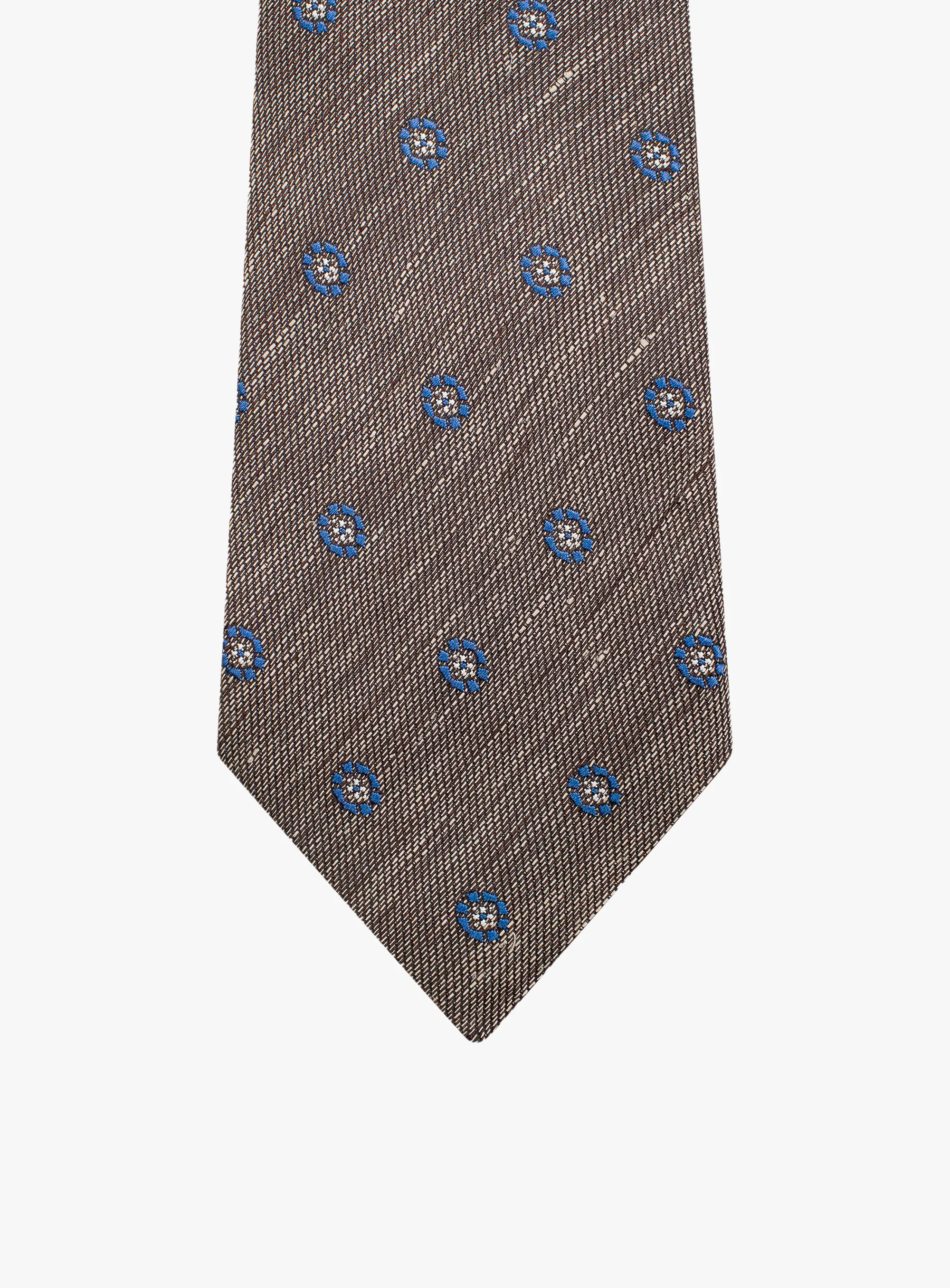 Bottinelli Italian Tie: Bronze with Blue Medallion Embroidery