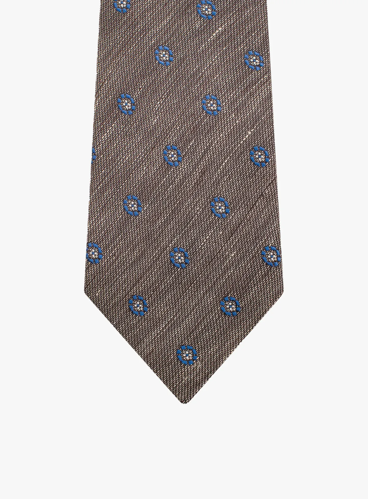 Bottinelli Italian Tie: Bronze with Blue Medallion Embroidery
