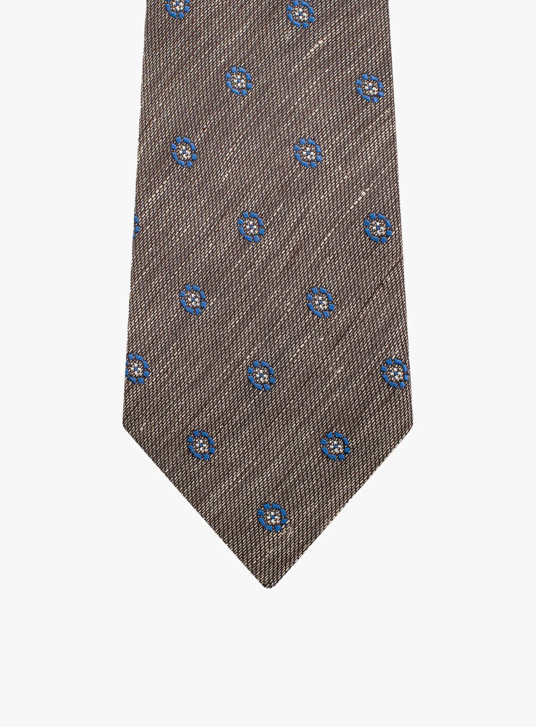 Bottinelli Italian Tie: Bronze with Blue Medallion Embroidery