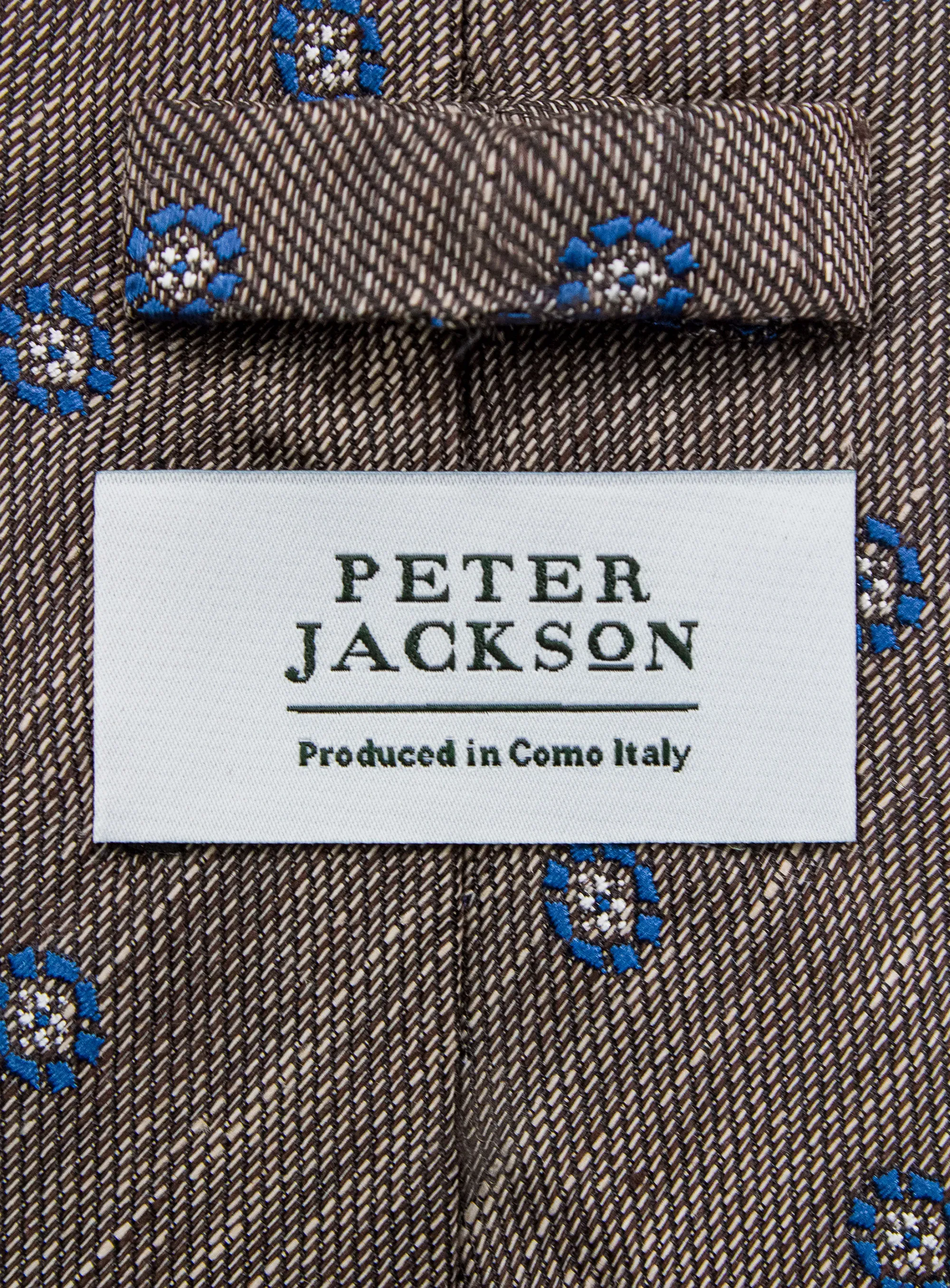 Bottinelli Italian Tie: Bronze with Blue Medallion Embroidery