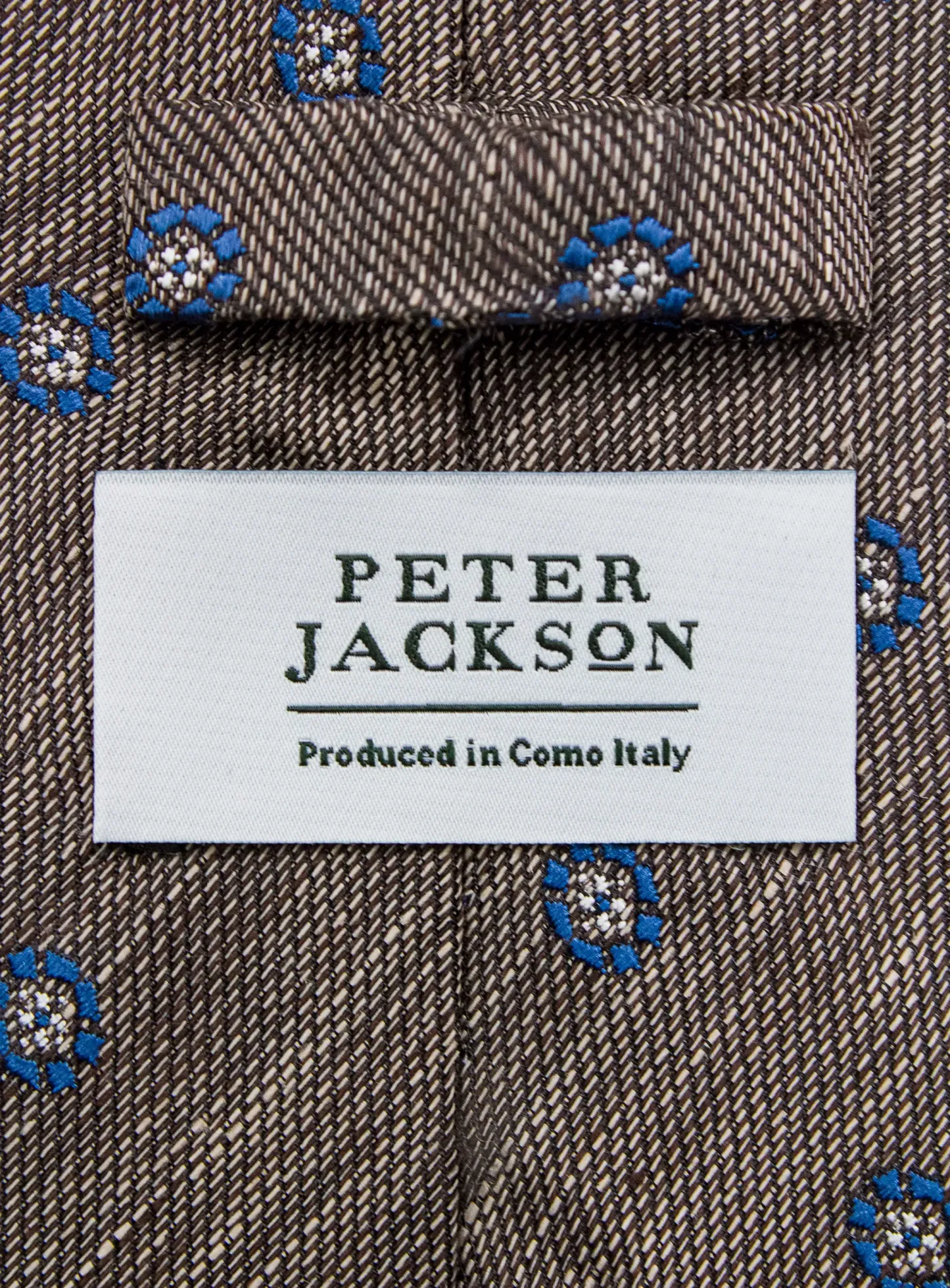 Bottinelli Italian Tie: Bronze with Blue Medallion Embroidery