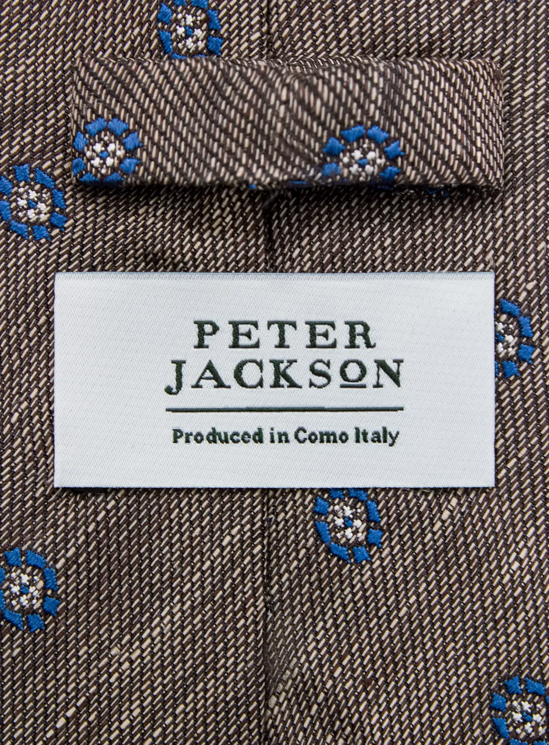 Bottinelli Italian Tie: Bronze with Blue Medallion Embroidery