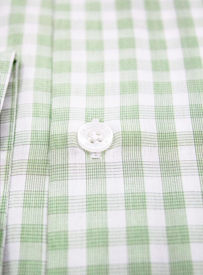 Men {collection_title} Milan White & Green Gingham Shirt Peter Jackson