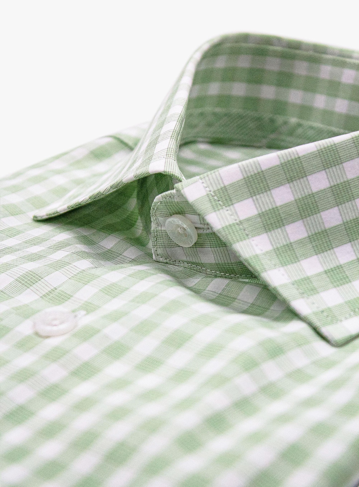 Men {collection_title} Milan White & Green Gingham Shirt Peter Jackson