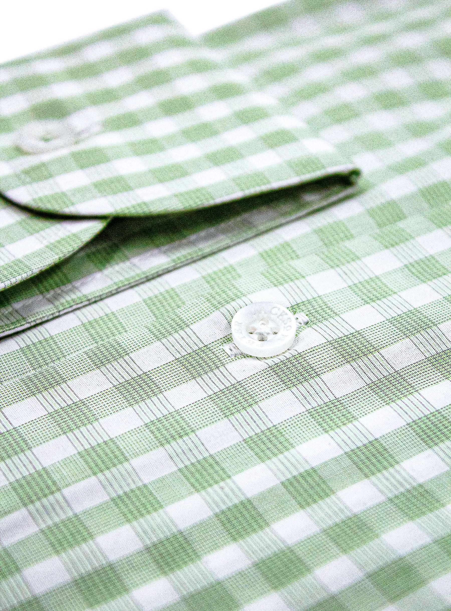 Men {collection_title} Milan White & Green Gingham Shirt Peter Jackson