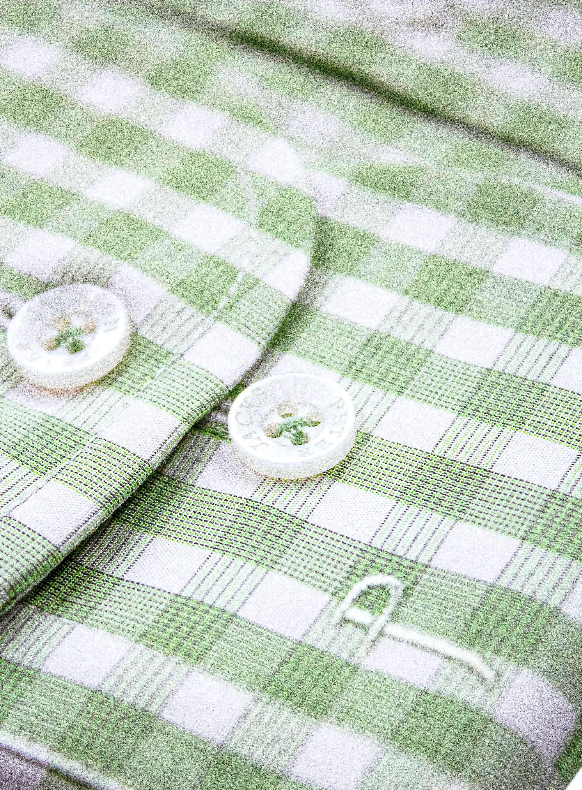 Men {collection_title} Milan White & Green Gingham Shirt Peter Jackson