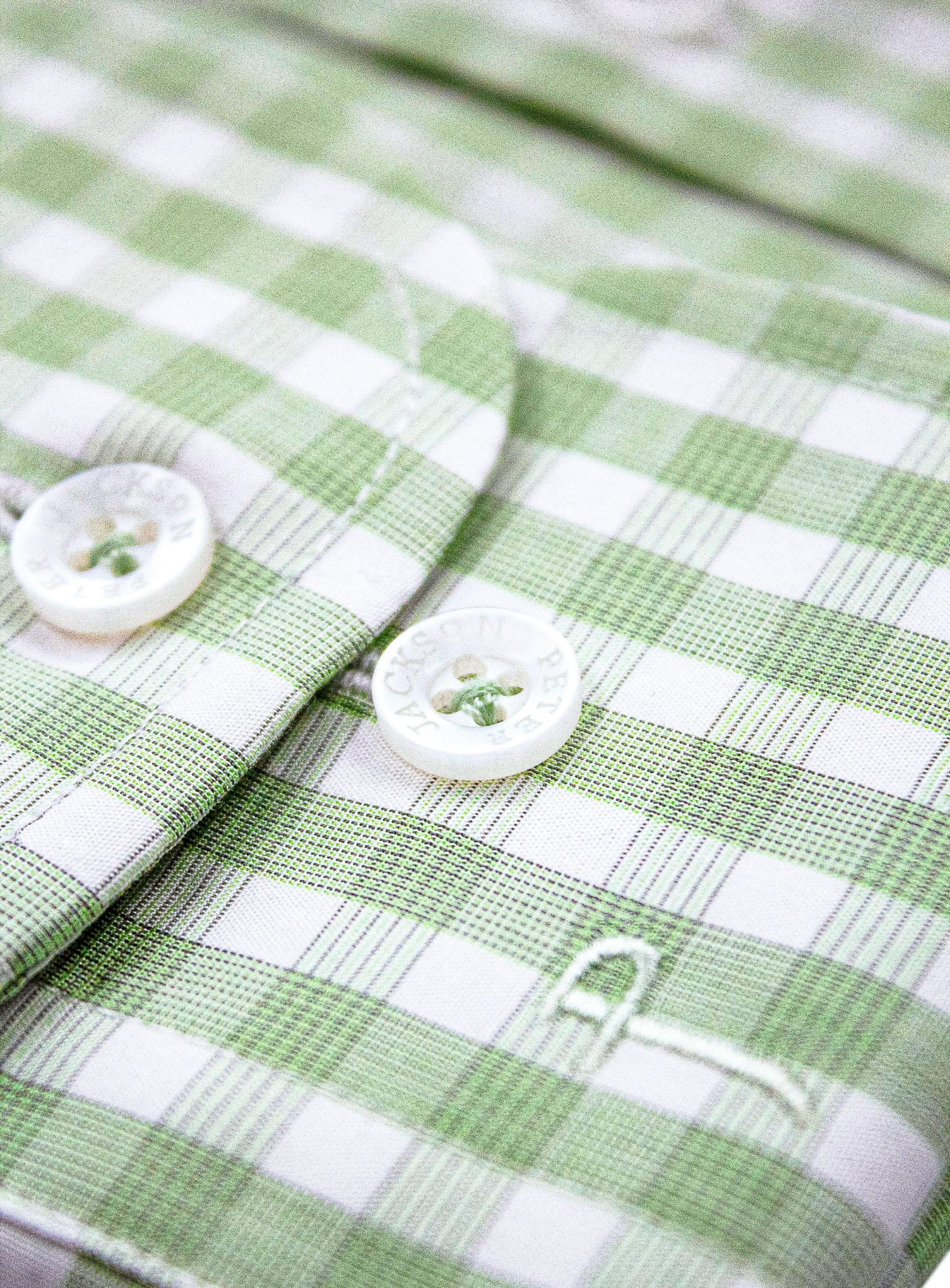 Men {collection_title} Milan White & Green Gingham Shirt Peter Jackson