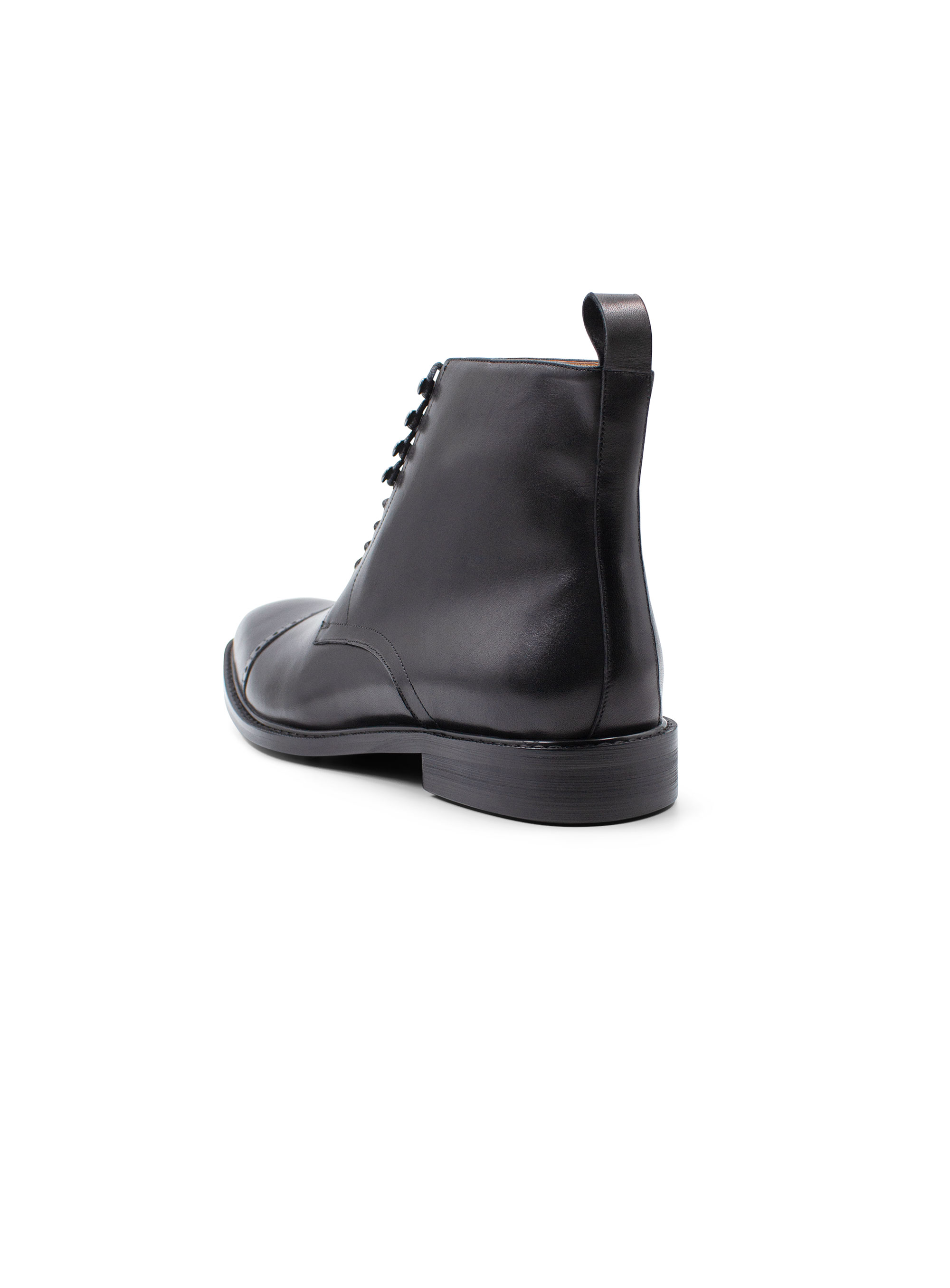 Massimo Black Semi-Brogue Boot