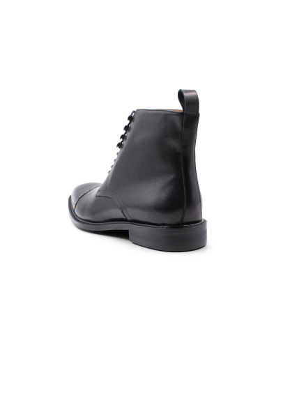Massimo Black Semi-Brogue Boot